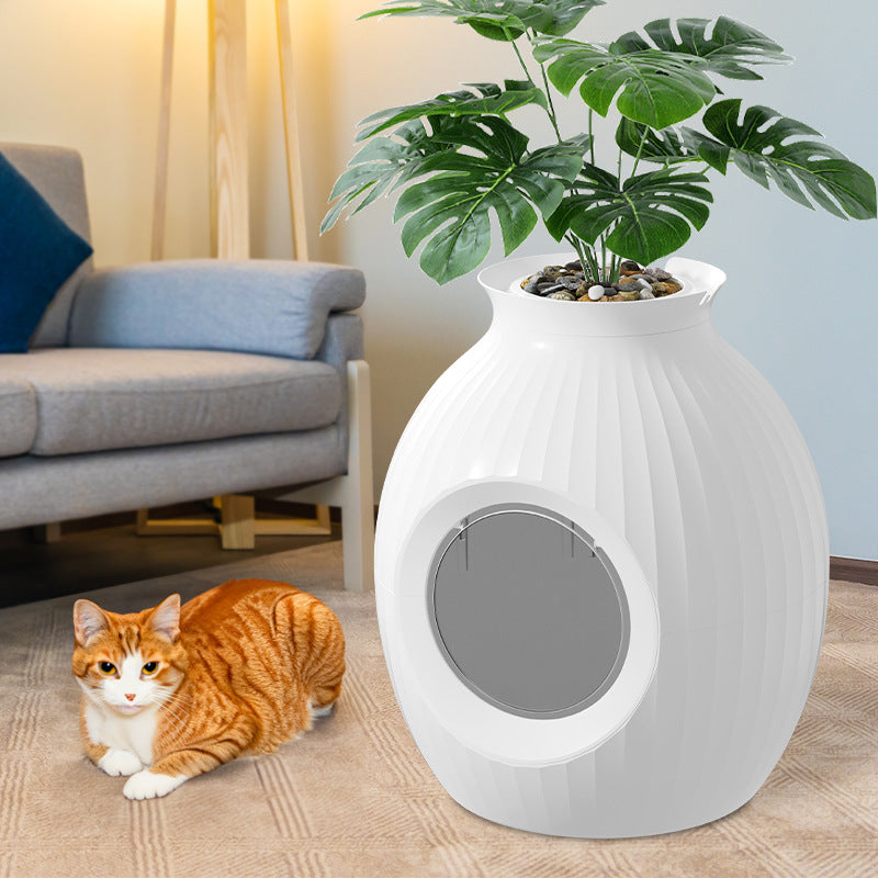 Flower Pot Style Fully Enclosed Deodorant Vase Oversized Cat Litter Box.