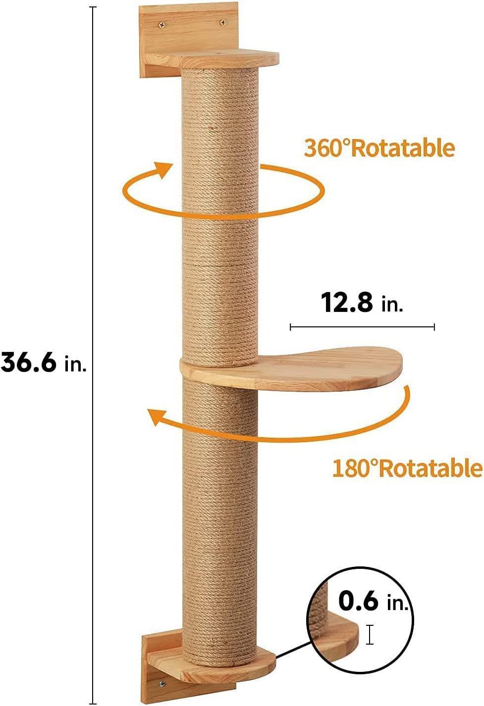 Cat Cordage of Flax Grab Post - Wooden Hanging Wall Jumping Platform