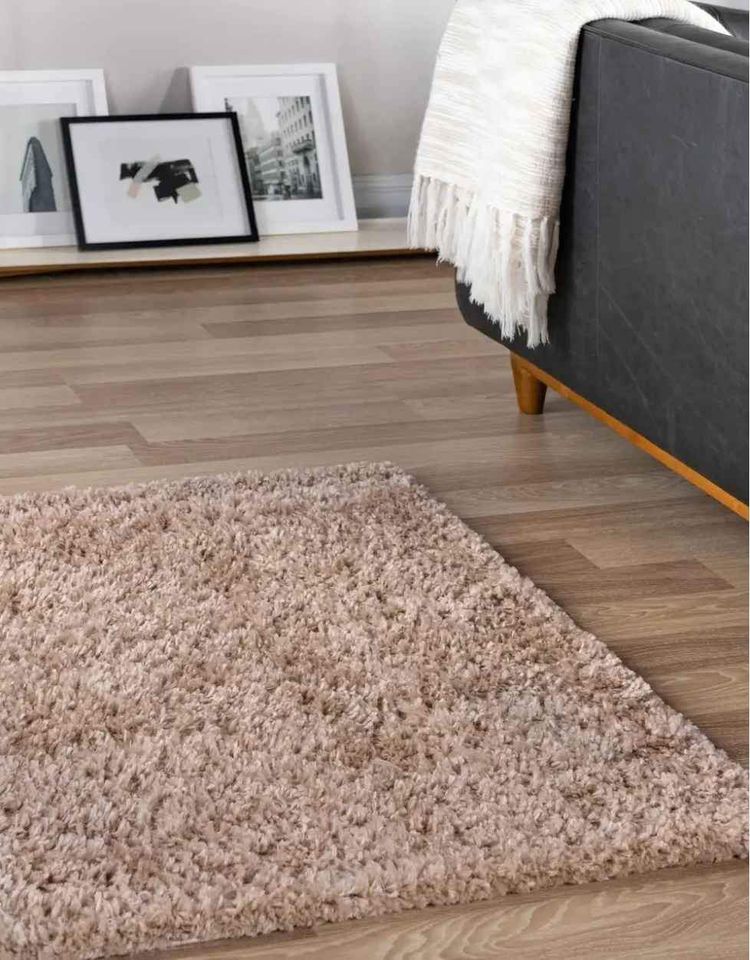 Linen Shag Area Rug 10x10 Sq Beige Taupe Rug