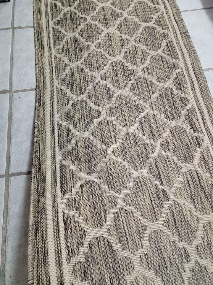 Brown Beige Motif Runner Rug | 2.6' x 10'