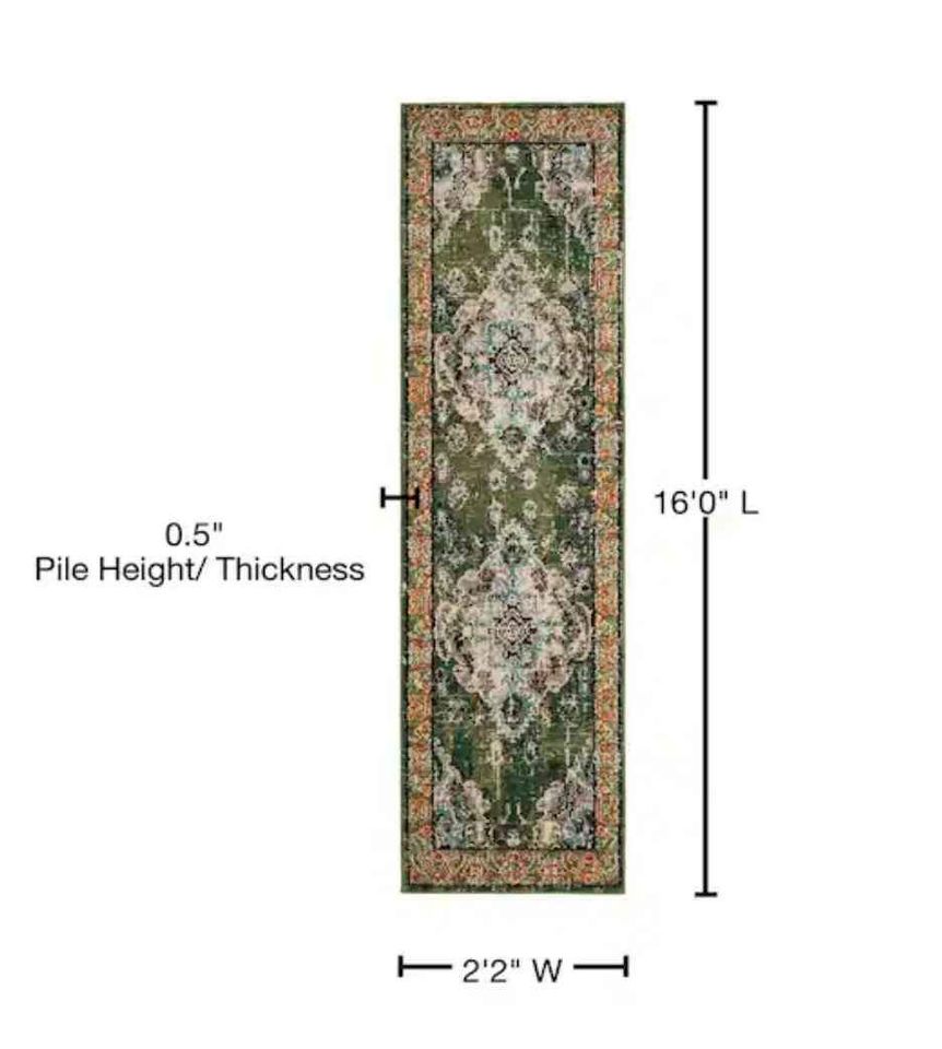 Forest Green Area rug 2.6x16ft Carpet