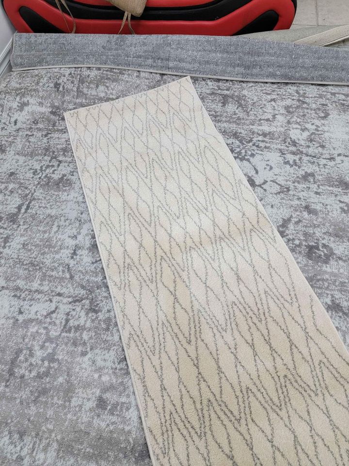 Ivory Cream Grey Runner Rug 2x6 ft Area rug