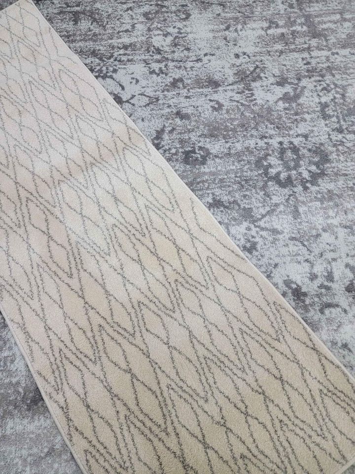 Ivory Cream Grey Runner Rug 2x6 ft Area rug