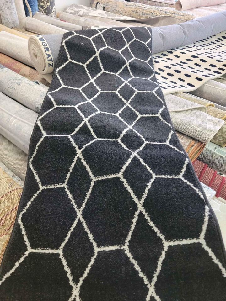 Black and White Geometric Runner Rug | 2.0' x 8.8'