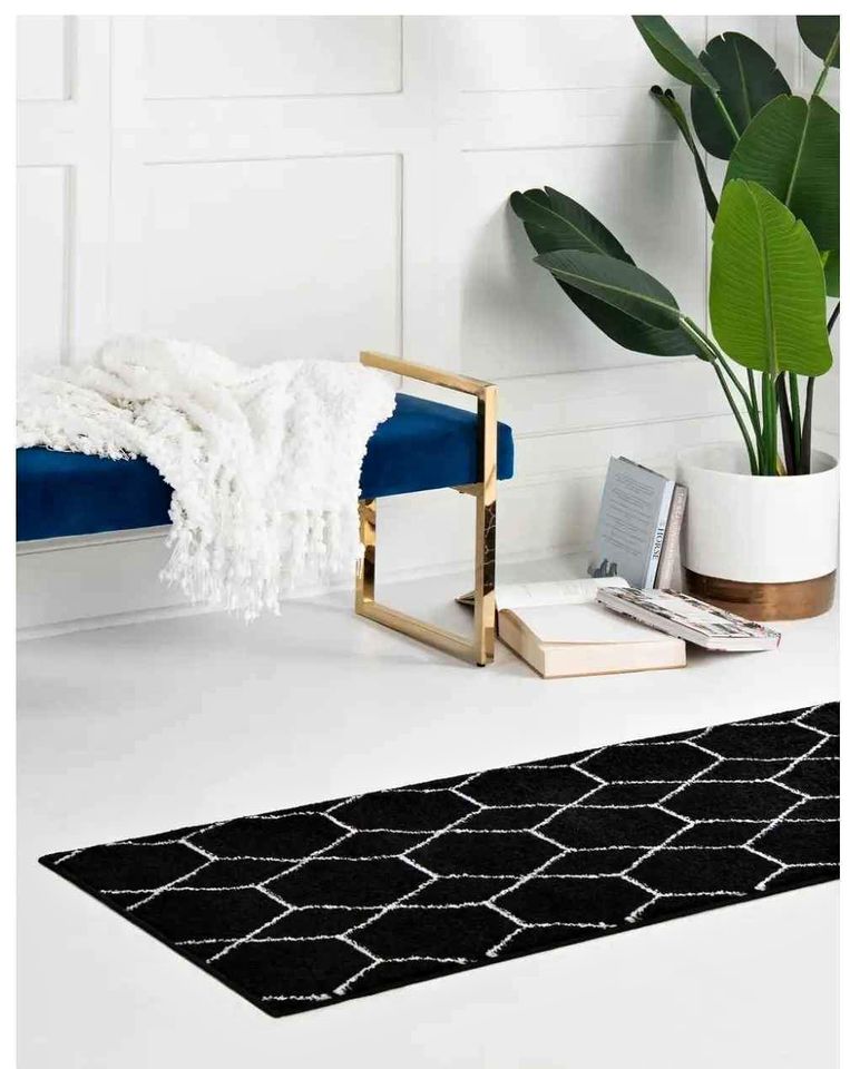 Black and White Geometric Runner Rug | 2.0' x 8.8'