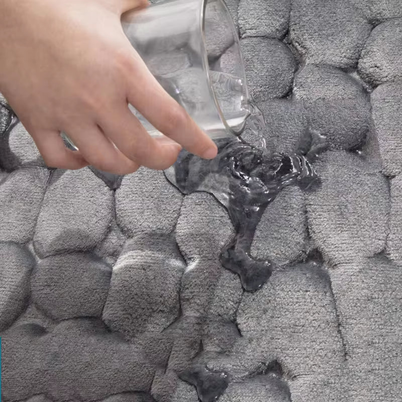 Cobblestone Embossed Memory Foam Bath Mat - Non-Slip Bathroom Rug for Shower, Bathtub, Wash Basin, and Floor