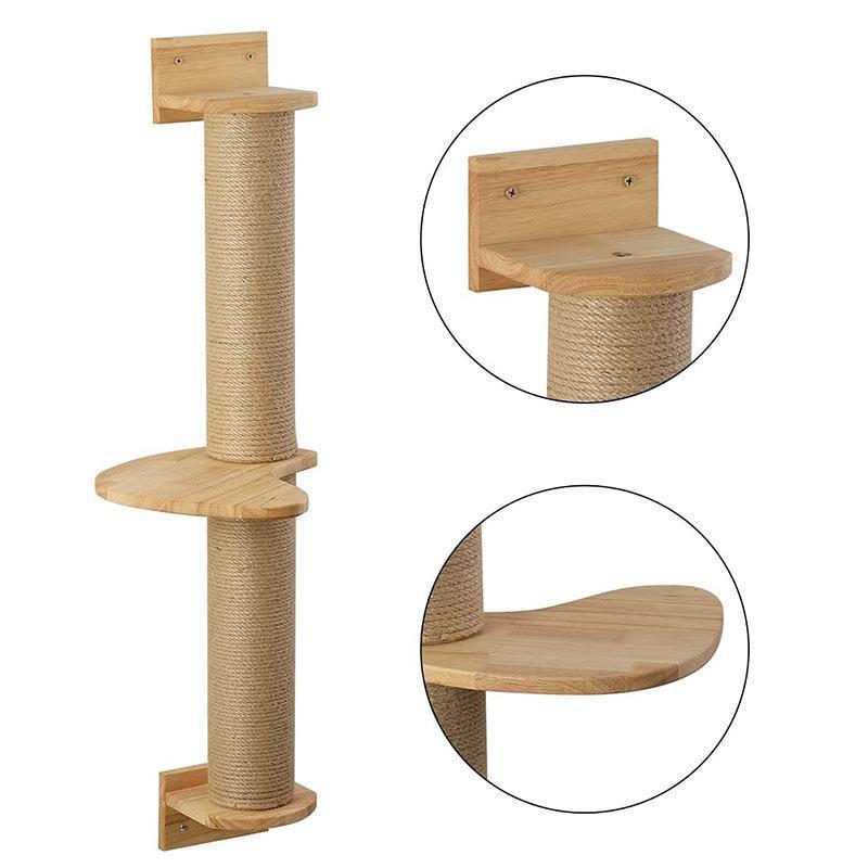 Cat Cordage of Flax Grab Post - Wooden Hanging Wall Jumping Platform