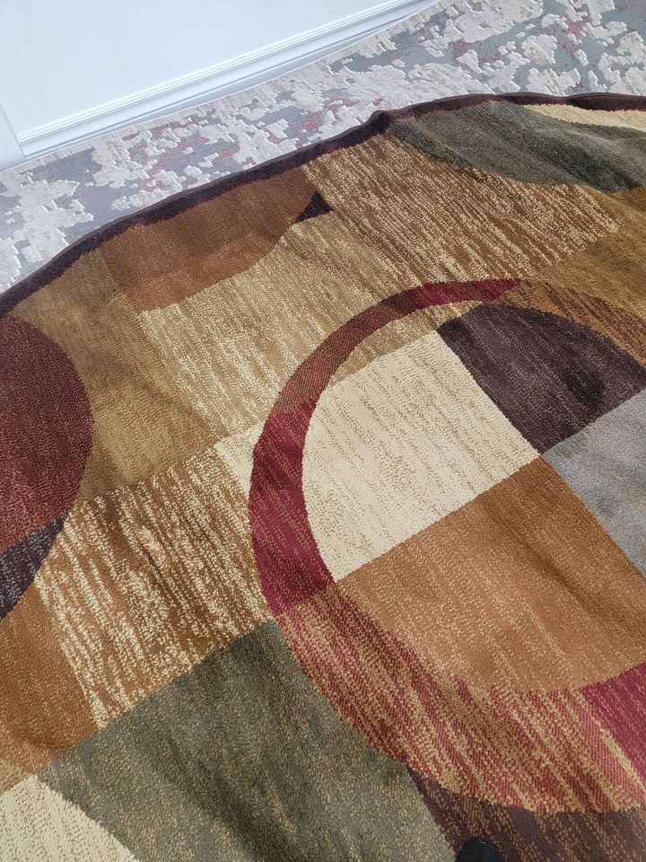 Geometric Brown Red Area rug 5x7 Brown Red Grey Ellipse Carpet