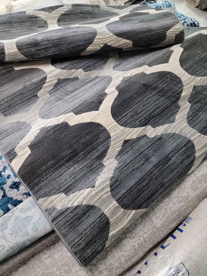 High Dense Plushy Grey Area rug 5x7 Grey Ivory Beige Trellis Area Rug