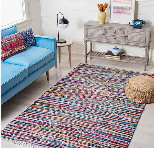 premium Area rug 6x9 ft Multicolor Handmade Cotton Area Rug
