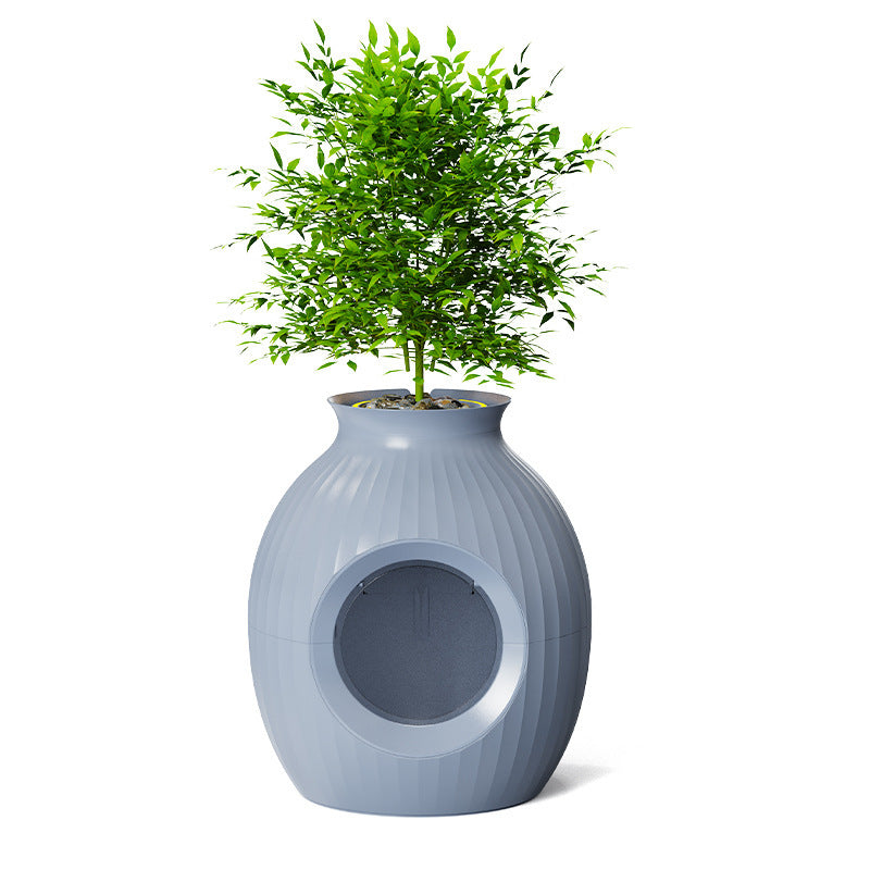 Flower Pot Style Fully Enclosed Deodorant Vase Oversized Cat Litter Box.