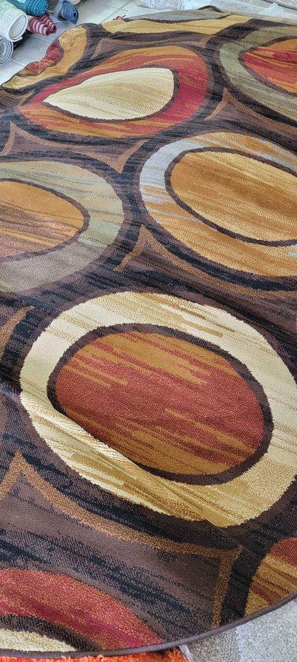 Ellipse Rug 6'7x9'6 ft Brown Red Beige Oval Area Rug