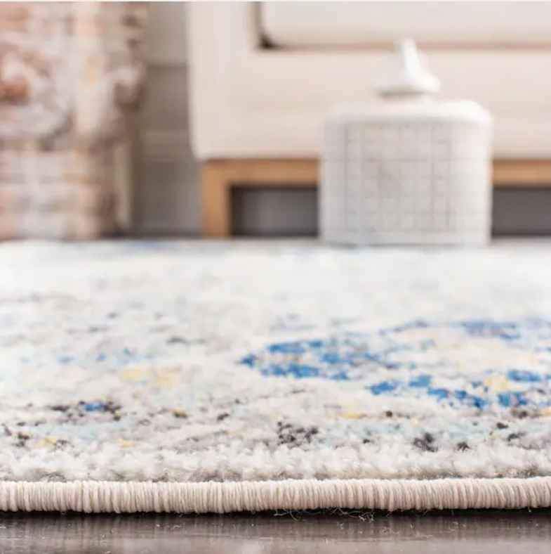 Aqua Blue Ivory Round Area Rug 7x7 ft Rug