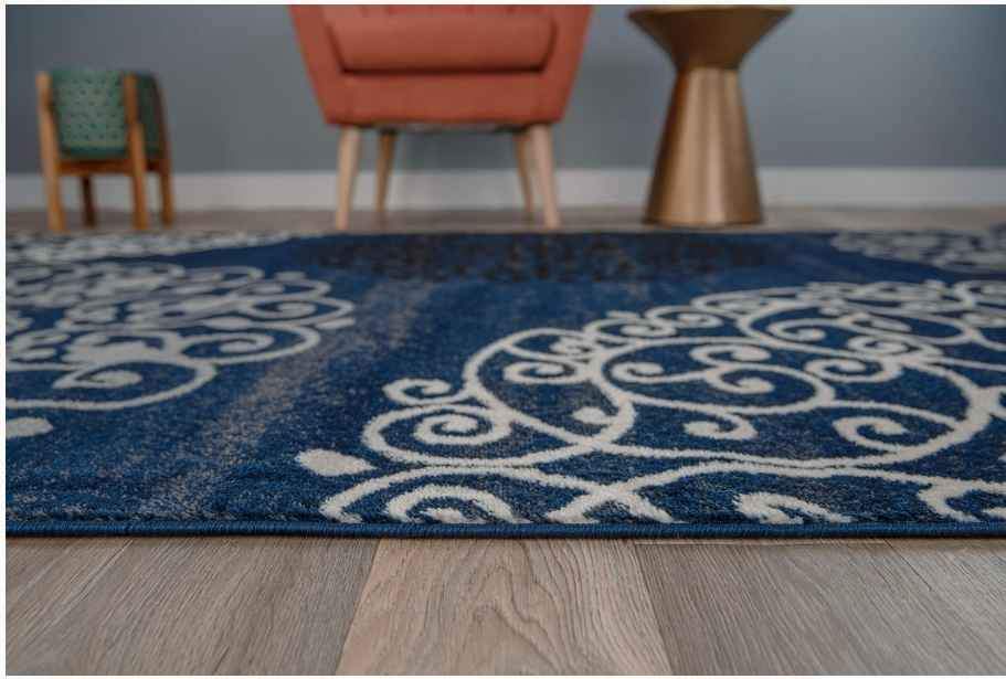 Motifs Grey Blue rug 6'6x6'6ft Round Area Rug