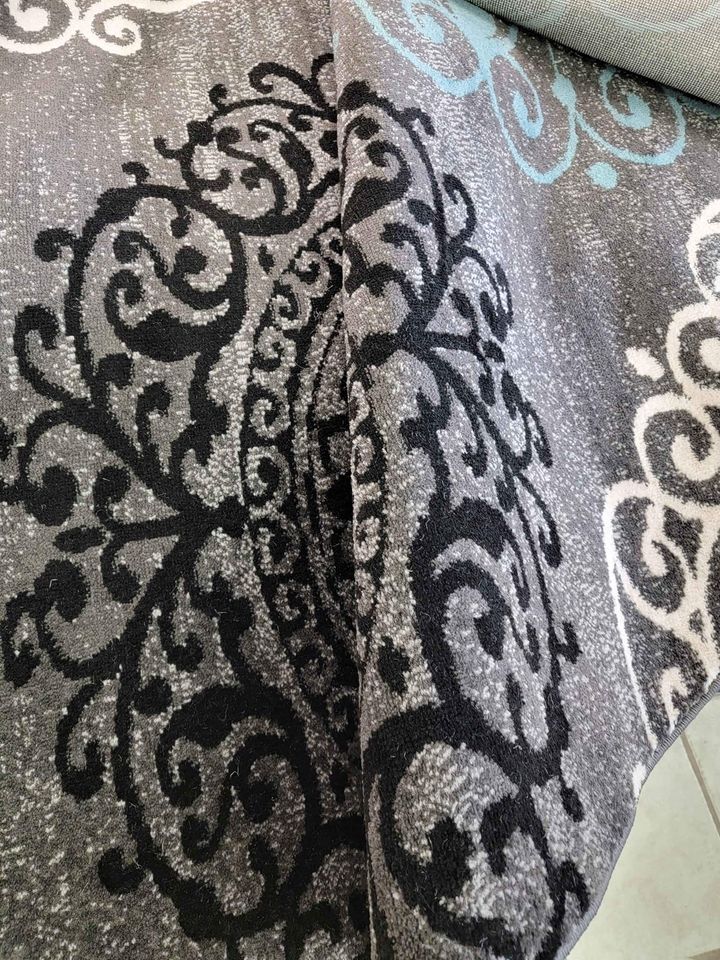 Motifs Grey Blue rug 6'6x6'6ft Round Area Rug