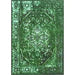 Vintage Reiko Green Area Rug 6'7x9 Green Black Medallion Area Rug