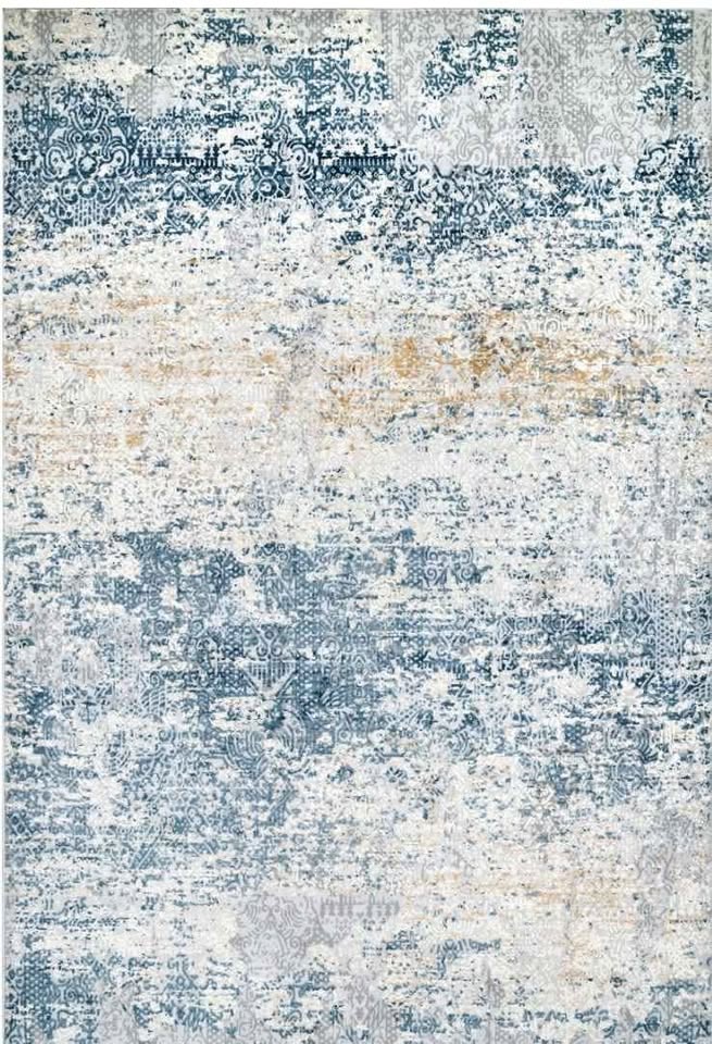 8x10 Blue & Beige Abstract Watercolor Area Rug – Contemporary Coastal Style Rug