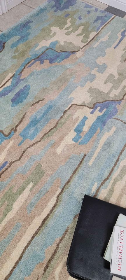 Whisper Teal Area rug 7'9"x9'9ft Wool Area Rug