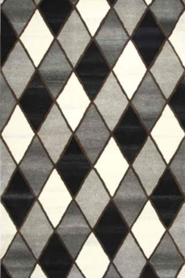 Handmade Wool Area Rug 8x10 ft Geometric Grey Ivory Brown Rug