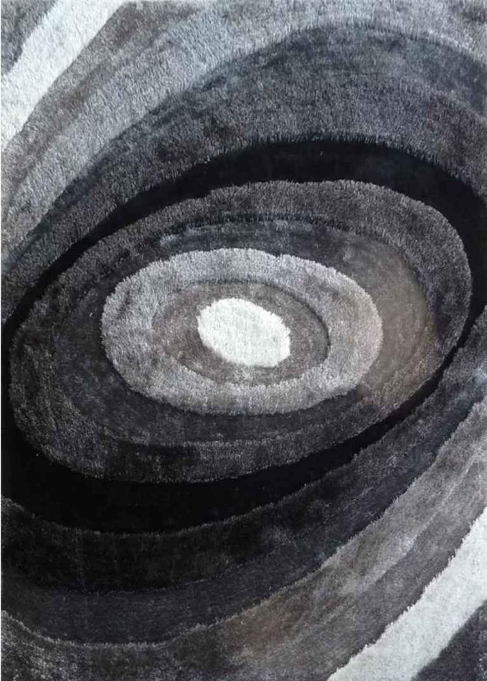 Paris Shag 8x10 Grey Black Silver Polyester Shag Area Rug