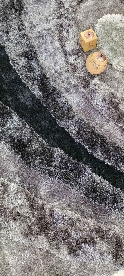 Paris Shag 8x10 Grey Black Silver Polyester Shag Area Rug