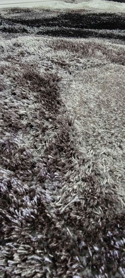 Paris Shag 8x10 Grey Black Silver Polyester Shag Area Rug