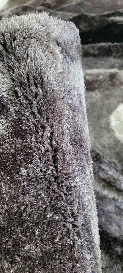 Paris Shag 8x10 Grey Black Silver Polyester Shag Area Rug