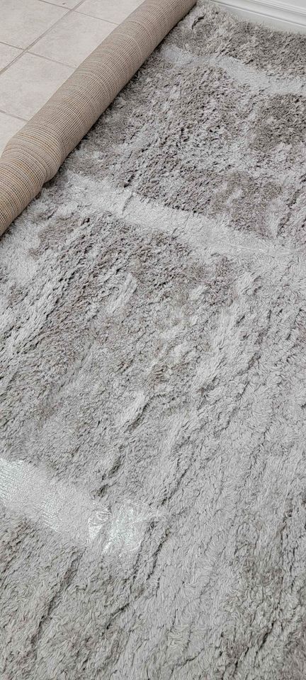 Soft Fluffy 8x10 ft' Grey Silver Plush Shag Area Rug
