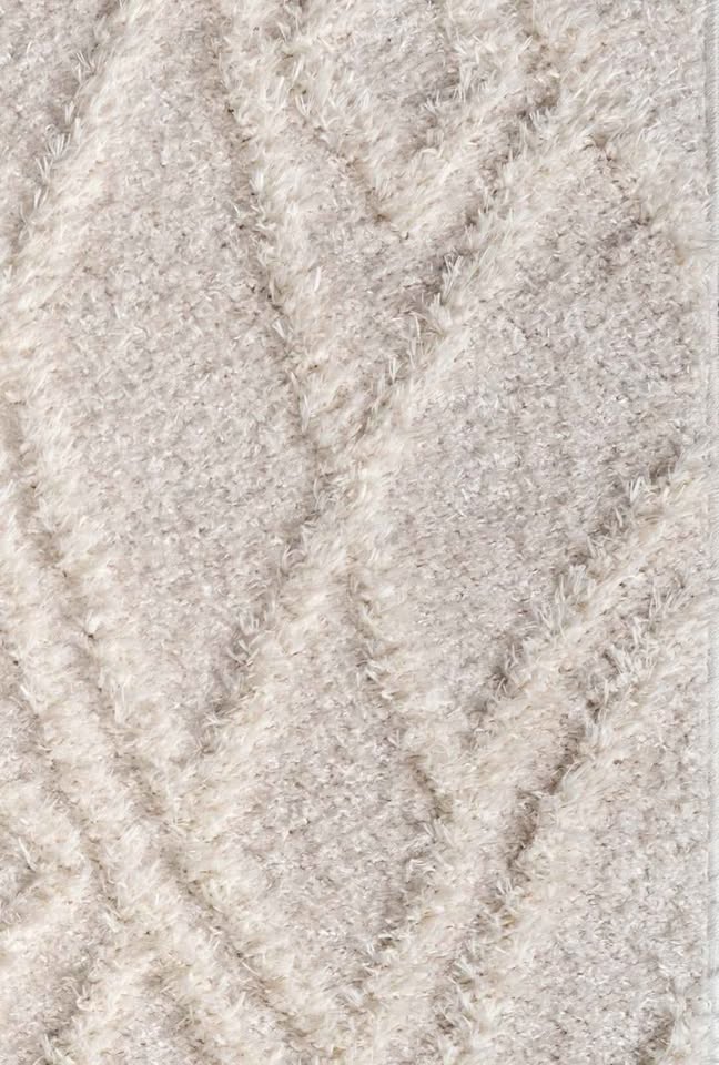 Area Rug, Neutral Geometric Area Rug, Ivory and Cream Shag Rug, Modern Ivory Rug, Living Room Rug, Minimalist Decor, Stylish Floor Covering