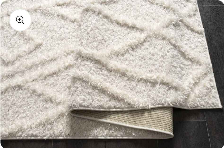 Area Rug, Neutral Geometric Area Rug, Ivory and Cream Shag Rug, Modern Ivory Rug, Living Room Rug, Minimalist Decor, Stylish Floor Covering