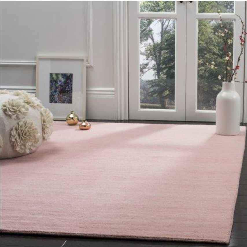 Blush Area Rug, 8 ft x 10 ft Solid Pink Rug, Minimalist Floor Covering, Blush Arearug, Modern Home Decor, Solid Pink Wool Area rug