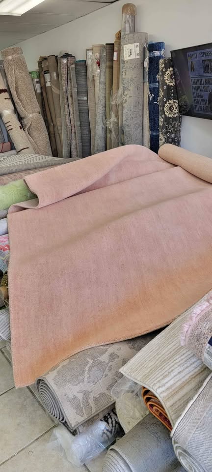 Blush Area Rug, 8 ft x 10 ft Solid Pink Rug, Minimalist Floor Covering, Blush Arearug, Modern Home Decor, Solid Pink Wool Area rug