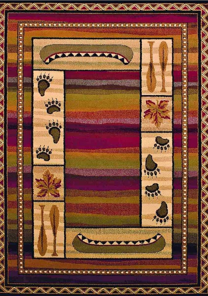 Canoe Sunset Rug 8x10 Red Brown Sunset Area Rug