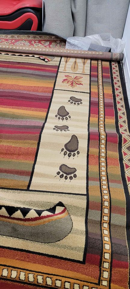 Canoe Sunset Rug 8x10 Red Brown Sunset Area Rug