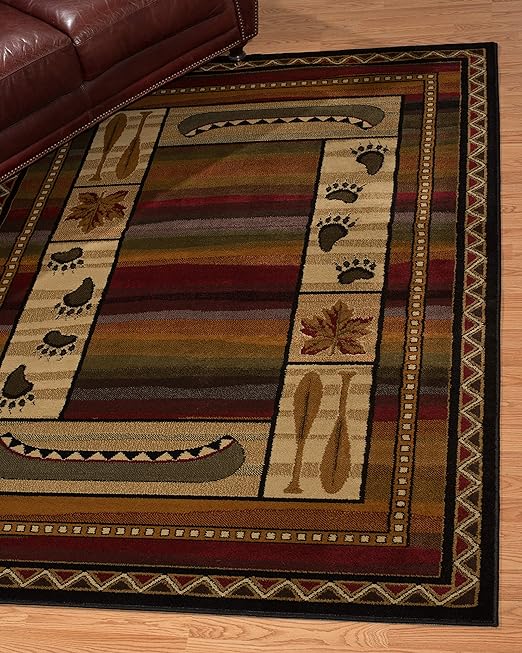 Canoe Sunset Rug 8x10 Red Brown Sunset Area Rug