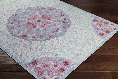 Flatweave Polyester 7'10 x 10ft Turquoise Pink Ivory Area Rug
