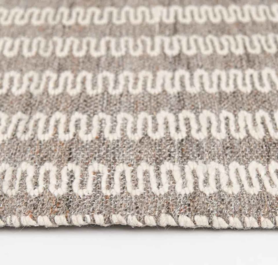 Striped Arearug. Fringed Grey Rug, Farmhouse Style Rugs, Brown and White Stripes Rug, Living Room Area Rug, Coastal Area Rug