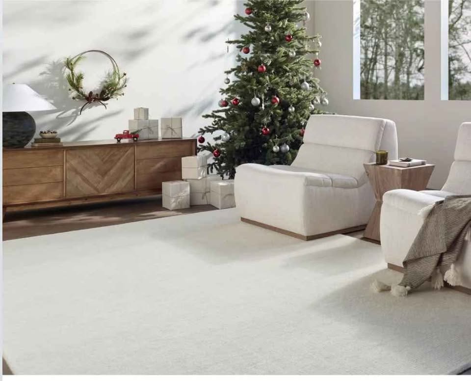 Ivory Cream 8x11 Wool Area Rug Handloomed in India, Dense Pile High Quality Cream Rug, Timeless Neutral Rug Design, New & Below Retail Pric