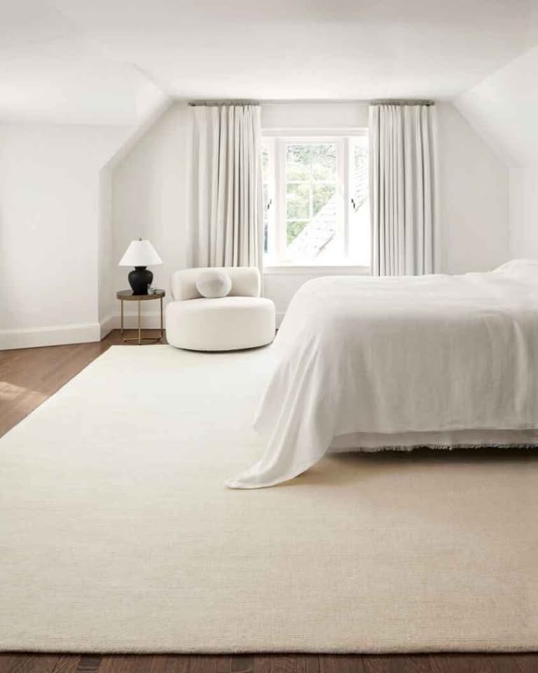 Ivory Cream 8x11 Wool Area Rug Handloomed in India, Dense Pile High Quality Cream Rug, Timeless Neutral Rug Design, New & Below Retail Pric
