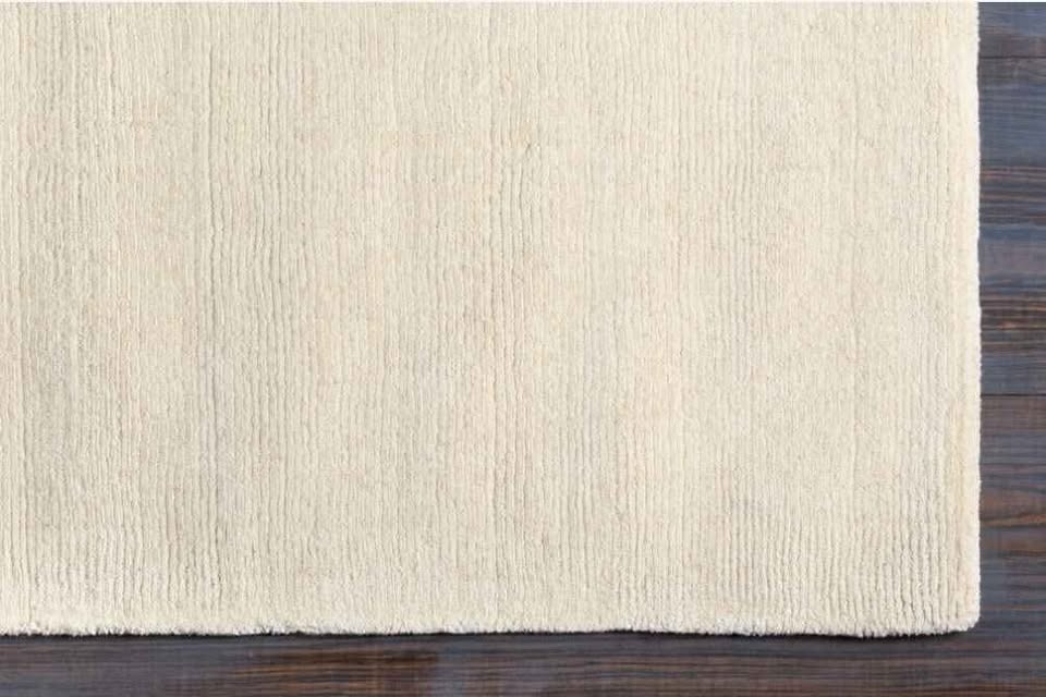 Ivory Cream 8x11 Wool Area Rug Handloomed in India, Dense Pile High Quality Cream Rug, Timeless Neutral Rug Design, New & Below Retail Pric
