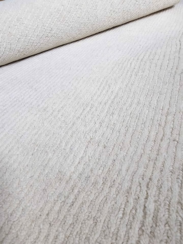 Ivory Cream 8x11 Wool Area Rug Handloomed in India, Dense Pile High Quality Cream Rug, Timeless Neutral Rug Design, New & Below Retail Pric