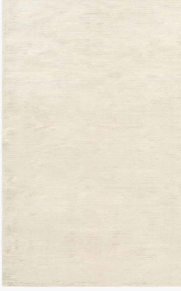 Ivory Cream 8x11 Wool Area Rug Handloomed in India, Dense Pile High Quality Cream Rug, Timeless Neutral Rug Design, New & Below Retail Pric