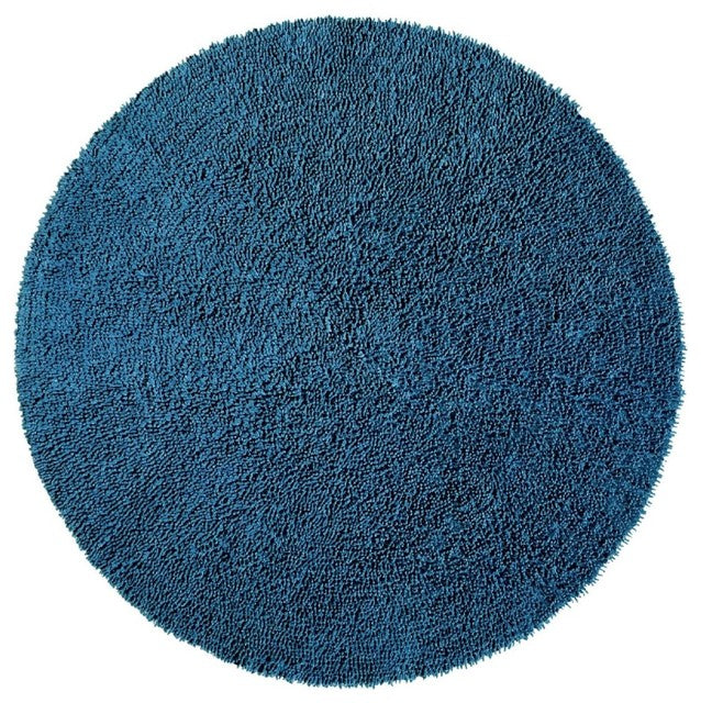 Solid Blue Rug 8x8 ft Round Shag Area Rug