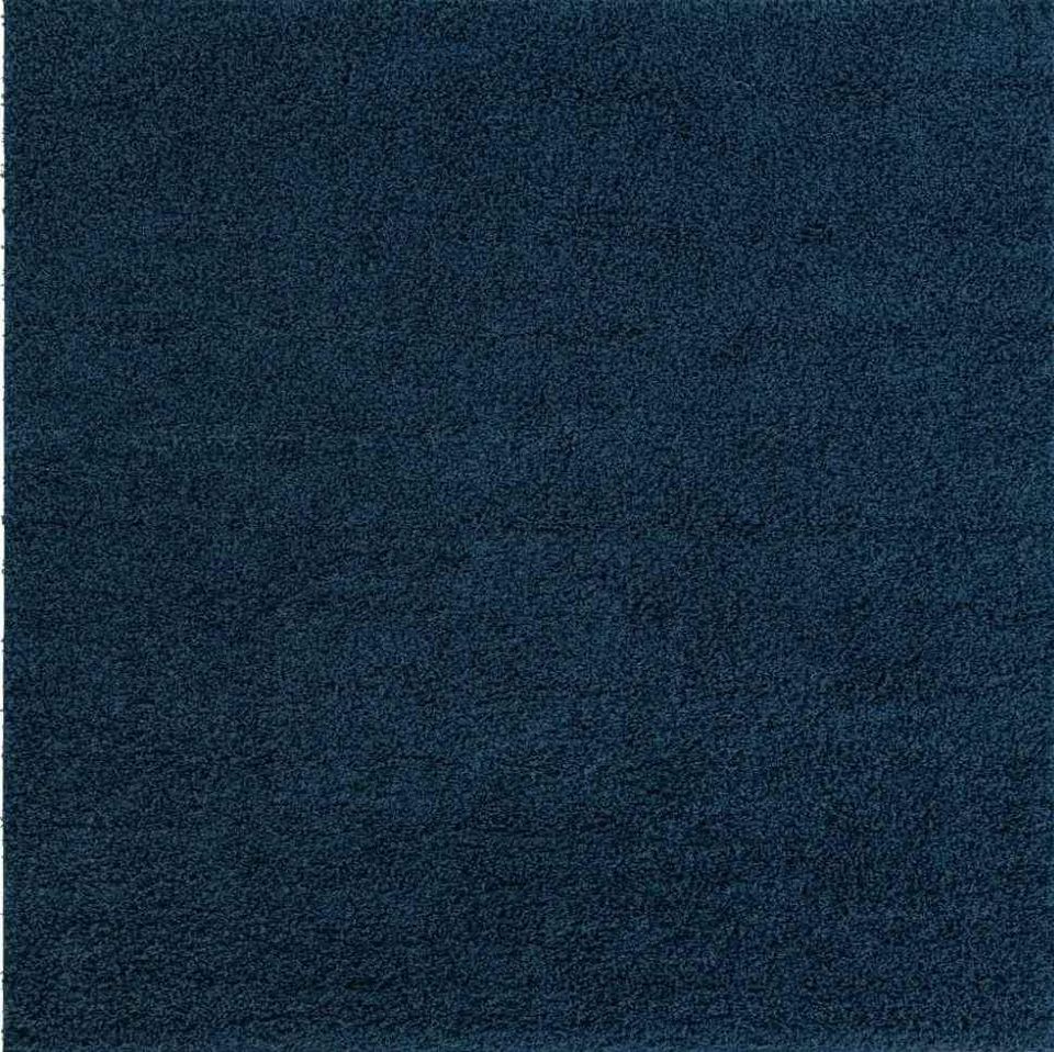 Solid Blue Rug 8x8 ft Round Shag Area Rug