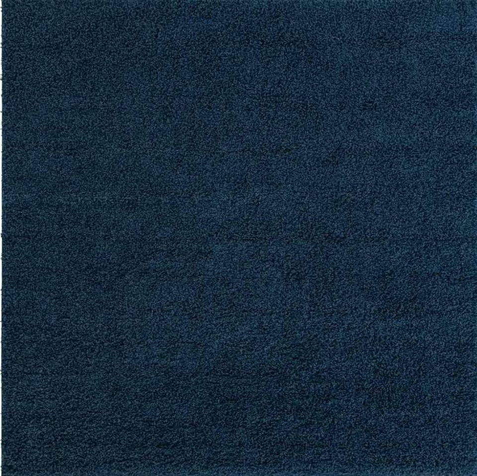 Solid Blue Rug 8x8 ft Round Shag Area Rug