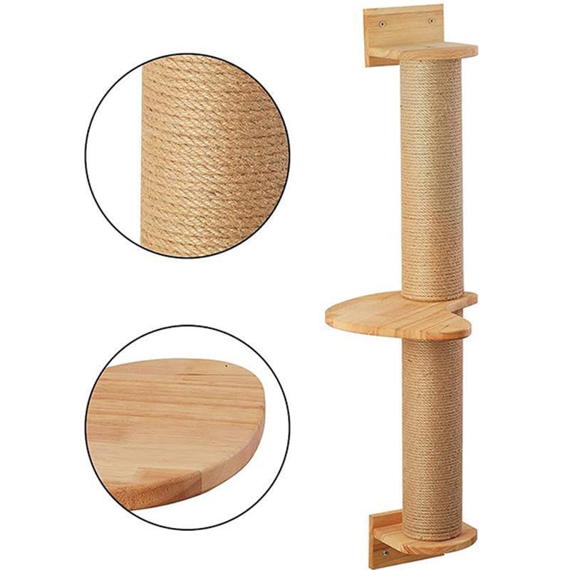Cat Cordage of Flax Grab Post - Wooden Hanging Wall Jumping Platform