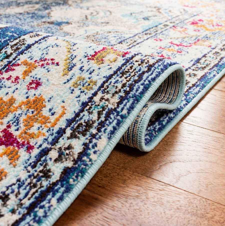 Medallion Distressed Blue Area rug 9x12 Contemporary Area Rug