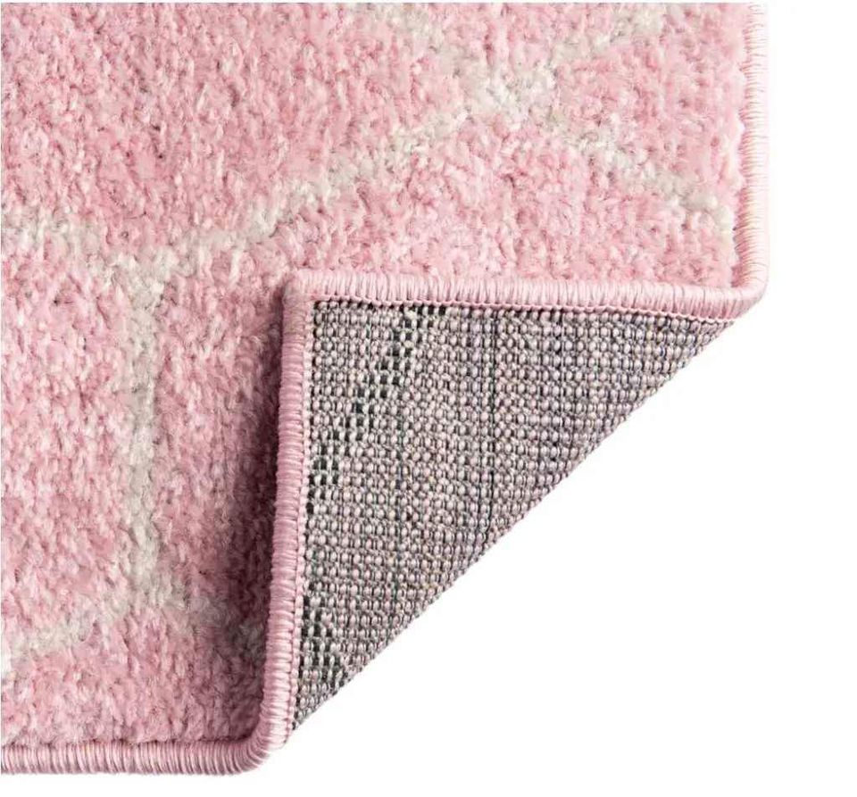 Frieze Area Rug 9x12ft Pink Ivory Trellis rug