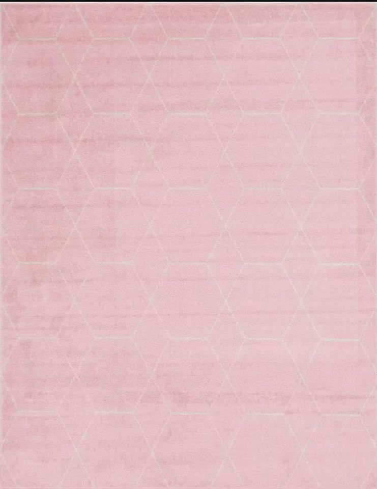 Frieze Area Rug 9x12ft Pink Ivory Trellis rug