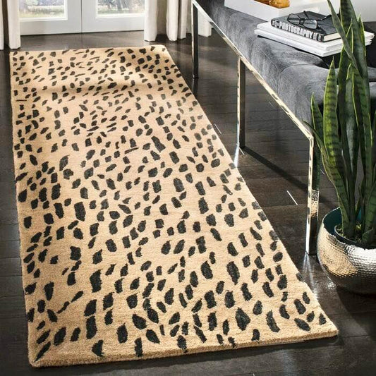 Beige Wool Runner Rug Hallway Carpet | 2.6' x 8'